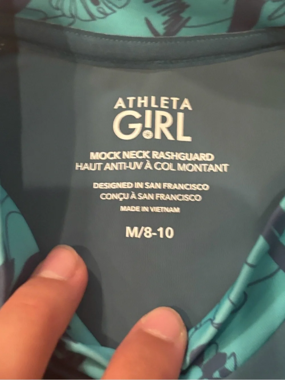Athleta Girls Teal & Dark Teal Short Sleeve Rashguard